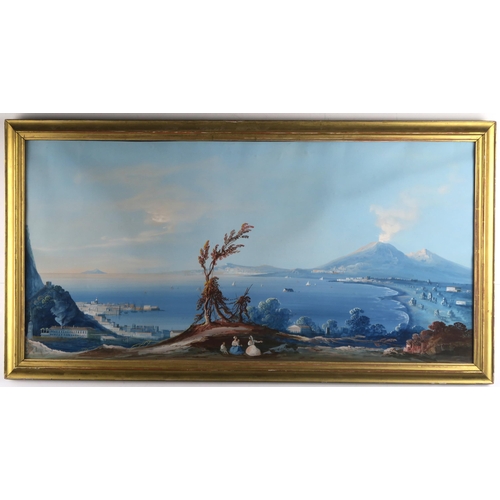 1108 - ITALIAN PRIMITIVE SCHOOL (19TH CENTURY)THE BAY OF NAPLESGouache with watercolour on paper, 40.5 x 84... 