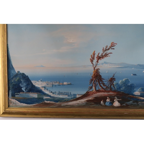 1108 - ITALIAN PRIMITIVE SCHOOL (19TH CENTURY)THE BAY OF NAPLESGouache with watercolour on paper, 40.5 x 84... 