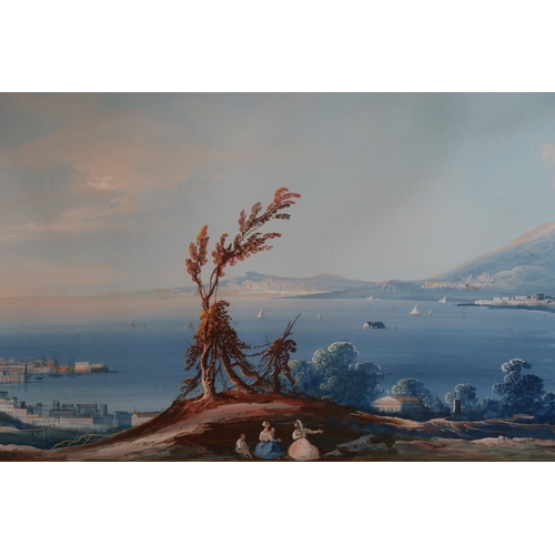 1108 - ITALIAN PRIMITIVE SCHOOL (19TH CENTURY)THE BAY OF NAPLESGouache with watercolour on paper, 40.5 x 84... 