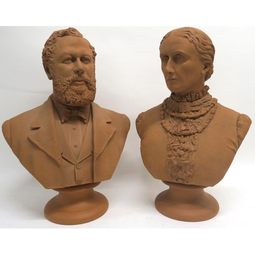 1115 - W C LAWTON (ACTIVE 1885-1912)MR A G BARNS GRAHAM, MRS A G BARNS GRAHAMTerracotta busts, signed, insc... 