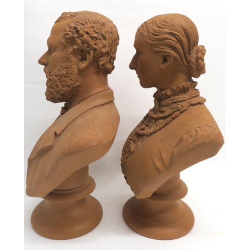 1115 - W C LAWTON (ACTIVE 1885-1912)MR A G BARNS GRAHAM, MRS A G BARNS GRAHAMTerracotta busts, signed, insc... 