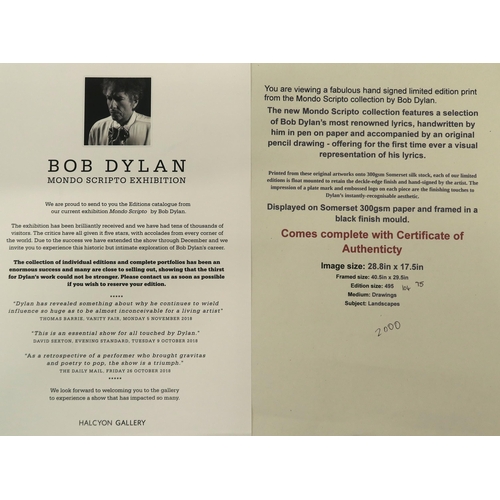 1124 - BOB DYLAN (AMERICAN b.1941)MONDO SCRIPTO - BLOWIN' IN THE WIND Lithograph, hand signed by the artist... 