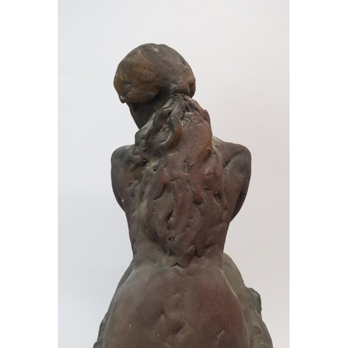 1125 - WALTER AWLSON (SCOTTISH b.1949)NUDE SEATED FEMALE ON PLINTH Bisque stoneware, signed, dated (1992), ... 