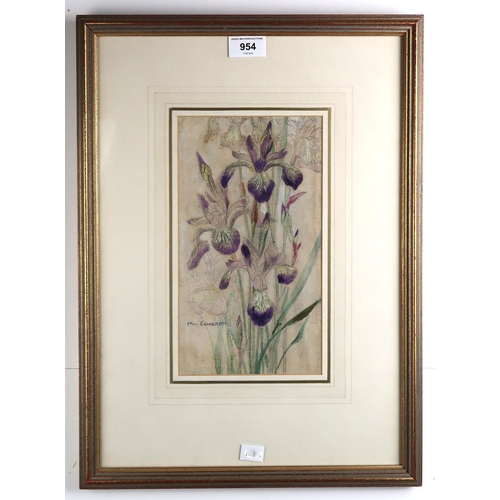 954 - KATHARINE CAMERON RWS RE (SCOTTISH 1874-1965)IRIS SIBERICAWatercolour with graphite, signed lower le... 