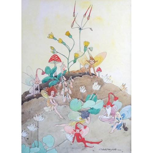 958 - ELIZABETH MARY WATT (SCOTTISH 1886-1954)FAIRIES AND ELVES - 1944Watercolour on paper, signed lower r... 