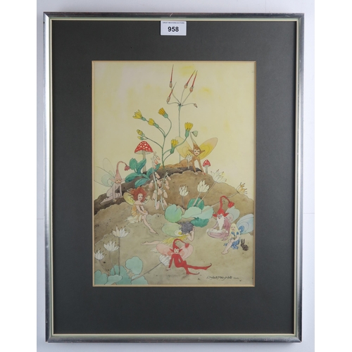 958 - ELIZABETH MARY WATT (SCOTTISH 1886-1954)FAIRIES AND ELVES - 1944Watercolour on paper, signed lower r... 