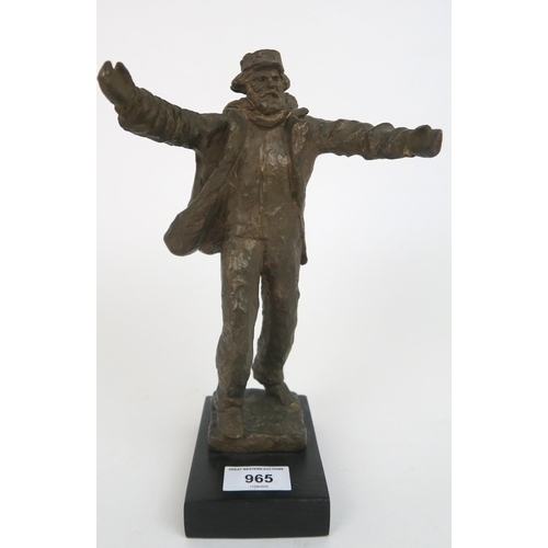 965 - BENNO SCHOTZ (SCOTTISH 1891-1984)KEIR HARDIE, SKETCH FOR MONUMENT Bronze on wooden base, signed, dat... 