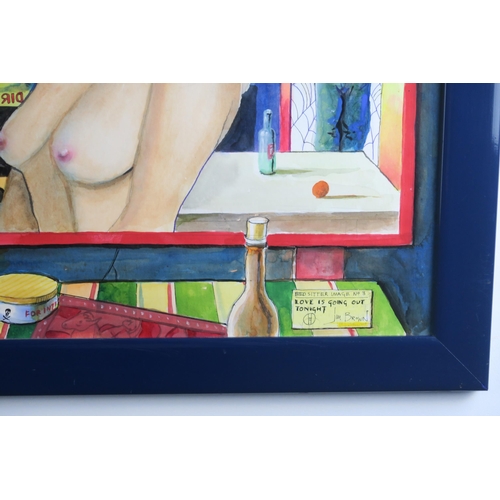 968 - JIM BROWN (SCOTTISH b.1951)BED SITTER IMAGE NO.3, LOVE IS GOING OUT TONIGHT Mixed media, signed lowe... 