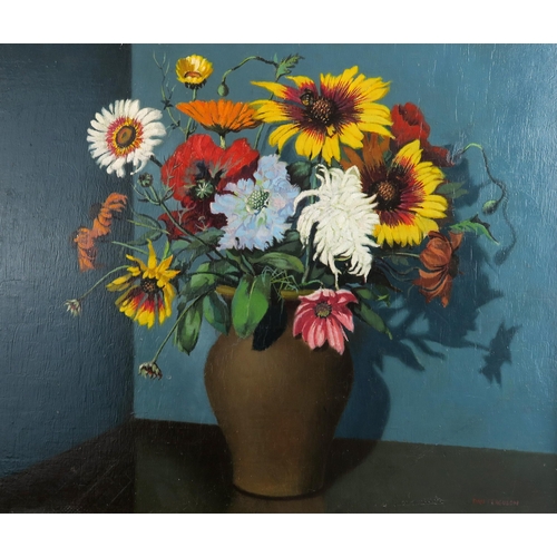 977 - DANIEL FERGUSON (SCOTTISH 1910-1992)FLOWERS IN VASE STILL LIFE Oil on board, signed lower right, 43 ... 