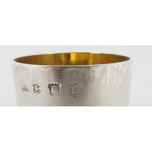 456 - A GEORGE II SILVER TUMBLER CUPof characteristic plain form, with parcel gilt interior, engraved init... 