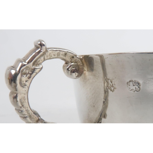 506 - A CHARLES II TWIN HANDLED SILVER PORRINGER the plain form bowl with slightly everted rim and engrave... 