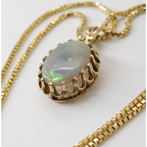 862 - AN OPAL PENDANT & CHAINthe solid white opal is set in a 9ct gold galleried mount, length with ba... 