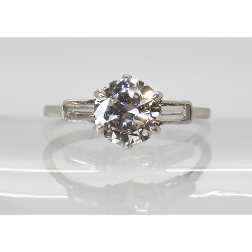 873 - *WITHDRAWN A PLATINUM DIAMOND RINGset with an old brilliant cut, with the approx dimensions of 7.30 ... 