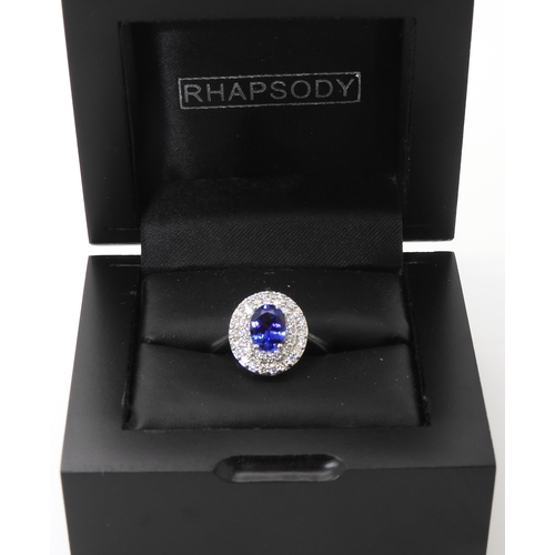 869 - A TANZANITE AND DIAMOND RINGfrom the Rhapsody Collection for The Jewellery Channel. The Central oval... 