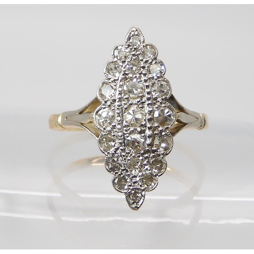 872 - A MARQUIS SHAPED DIAMOND CLUSTER RINGmounted in 18ct gold, set with estimate approx 0.68cts of eight... 