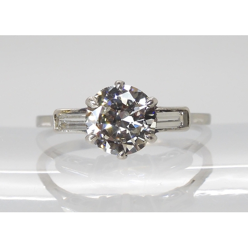 873 - *WITHDRAWN A PLATINUM DIAMOND RINGset with an old brilliant cut, with the approx dimensions of 7.30 ... 