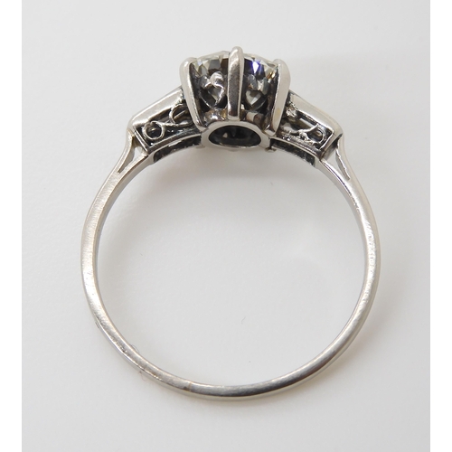 873 - *WITHDRAWN A PLATINUM DIAMOND RINGset with an old brilliant cut, with the approx dimensions of 7.30 ... 