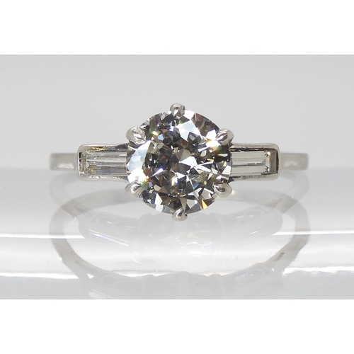 873 - *WITHDRAWN A PLATINUM DIAMOND RINGset with an old brilliant cut, with the approx dimensions of 7.30 ... 