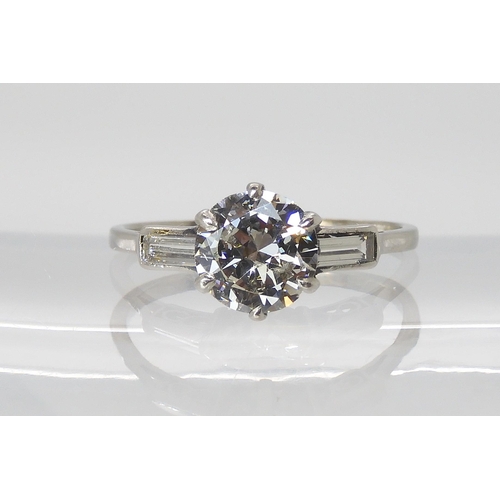 873 - *WITHDRAWN A PLATINUM DIAMOND RINGset with an old brilliant cut, with the approx dimensions of 7.30 ... 