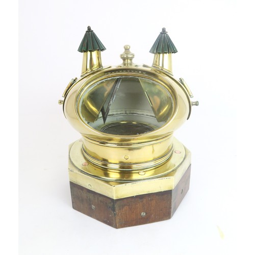 674 - A YACHT BINNACLE COMPASSin liquid - filled bowl,maker Reynolds & Son Ltd, London, gimble mounted... 