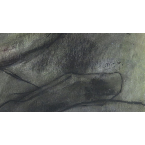 1006 - C STRINGER (20TH CENTURY) BOWING HEADMixed media on paper, signed lower right, 82 x 57cm... 