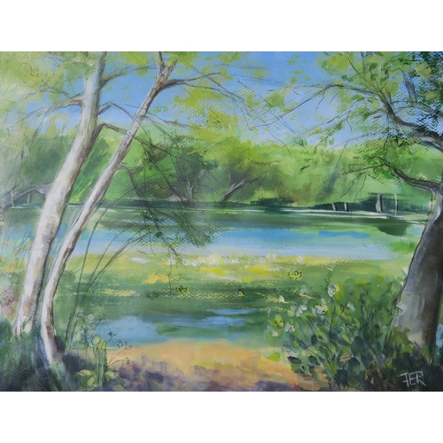 1009 - FIONA ROBERTSON (SCOTTISH CONTEMPORARY) SWAN POND, CULZEANMixed media on paper, signed lower ri... 