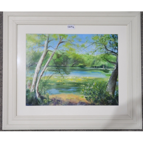 1009 - FIONA ROBERTSON (SCOTTISH CONTEMPORARY) SWAN POND, CULZEANMixed media on paper, signed lower ri... 