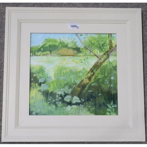 1009 - FIONA ROBERTSON (SCOTTISH CONTEMPORARY) SWAN POND, CULZEANMixed media on paper, signed lower ri... 