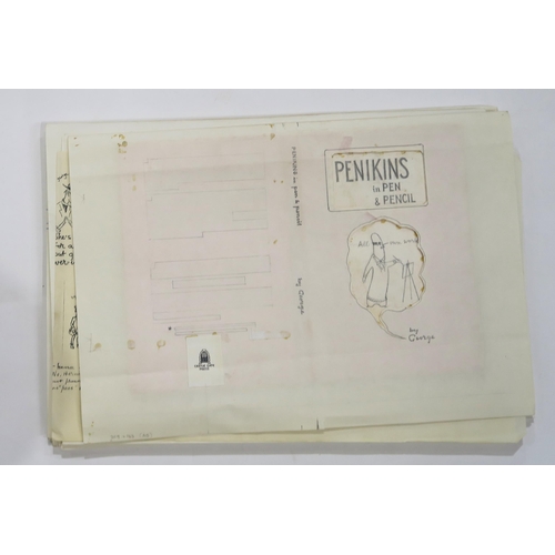 1034 - GEORGE CAMERON FOLEY (SCOTTISH b.FALKIRK 1910)MANUSCRIPT FOR PENIKINS with sketches, cartoons and pl... 