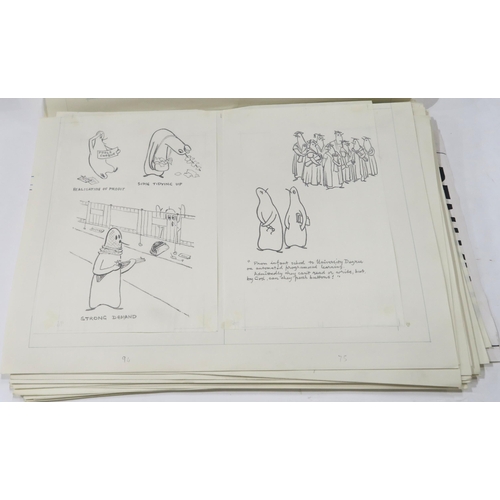 1034 - GEORGE CAMERON FOLEY (SCOTTISH b.FALKIRK 1910)MANUSCRIPT FOR PENIKINS with sketches, cartoons and pl... 