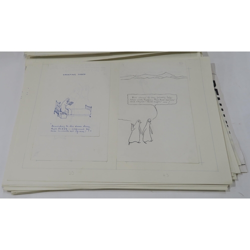 1034 - GEORGE CAMERON FOLEY (SCOTTISH b.FALKIRK 1910)MANUSCRIPT FOR PENIKINS with sketches, cartoons and pl... 