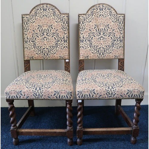 19 - A Victorian carved oak framed open armchair and two oak framed Victorian side chairs with floral fol... 