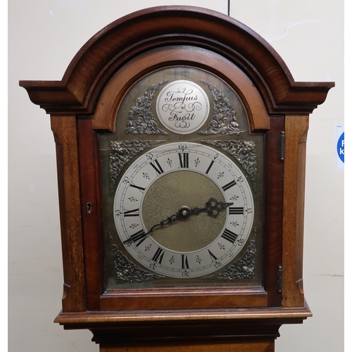 35 - A 20th mahogany cased Tempus Fugit grandmother clock, 183cm high
