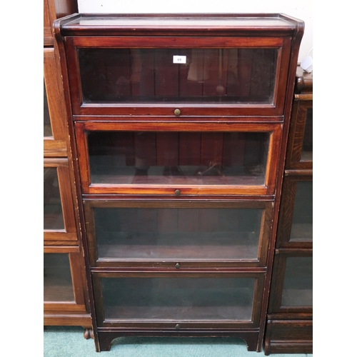 69 - An early 20th century Kenrick Jefferson mahogany four tier sectional bookcase, 135cm high x 72cm wid... 