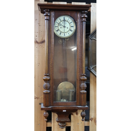 77 - A 20th century mahogany cased Vienna style wall clock and an oak cased mantle clock (2)