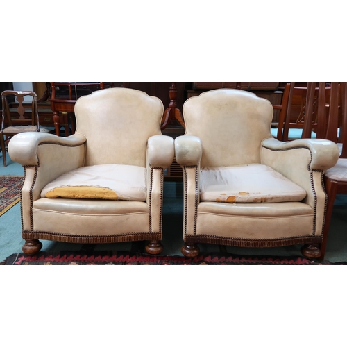 89 - A pair of 20th century leatherette upholstered armchairs (2)