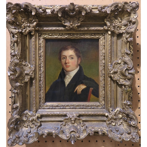 966 - BRITISH SCHOOL Portrait of a gentleman, oil on panel,  18.5 x 16cm