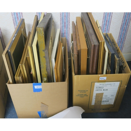 974 - VARIOUS WORKS to include watercolours, etchings and oil paintings (2 boxes, a lot)