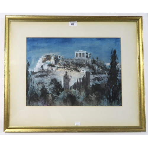 990 - THERESA FLYNN (SCOTTISH 1923-2009) ASPECT OF RUINS, ATHENS Mixed media, signed lower right, 32 x 44c... 