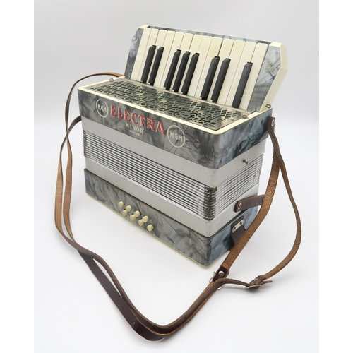 545 - A child's Electra Minor piano accordion, 8 bass 21 key and an Allos recorder