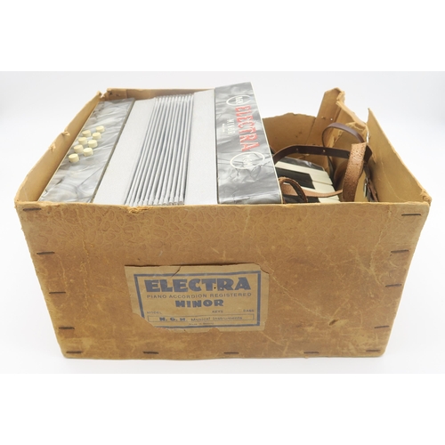 545 - A child's Electra Minor piano accordion, 8 bass 21 key and an Allos recorder