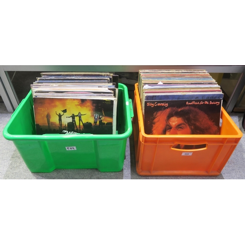 559 - A box of prog rock, pop and rock vinyl LP records with The Pink Fairies, Led Zeppelin, The Who, Pink... 