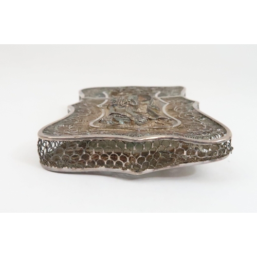 253 - A CHINESE SILVER FILIGREE CARD CASE