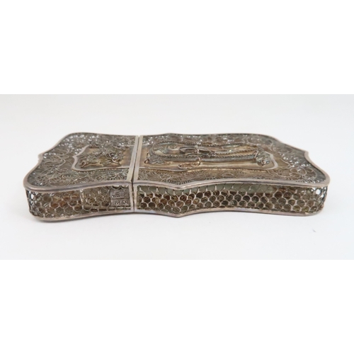 253 - A CHINESE SILVER FILIGREE CARD CASE