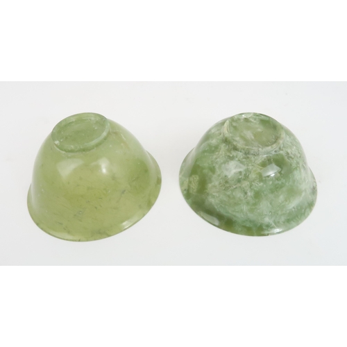 256 - TWO CHINESE GREEN HARDSTONE BOWLS