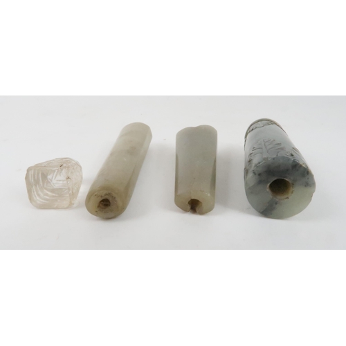 267 - THREE INDIAN HARDSTONE HANDLES