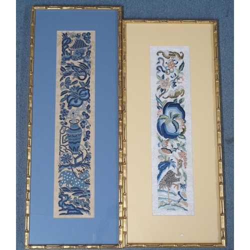 272 - FIVE CHINESE SILK SLEEVE PANELS