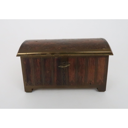 326 - A SECESSIONIST ART NOUVEAU ROSEWOOD AND BRASS INLAID JEWELLERY BOX