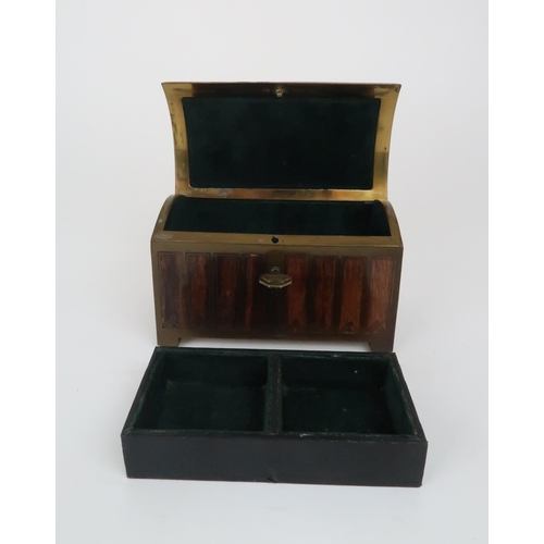 326 - A SECESSIONIST ART NOUVEAU ROSEWOOD AND BRASS INLAID JEWELLERY BOX