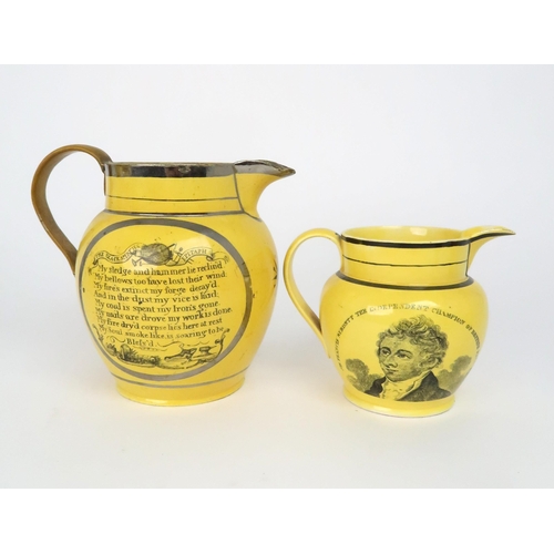 330 - A PHILLIPS AND CO  YELLOW GLAZED SUNDERLAND POTTERY JUG